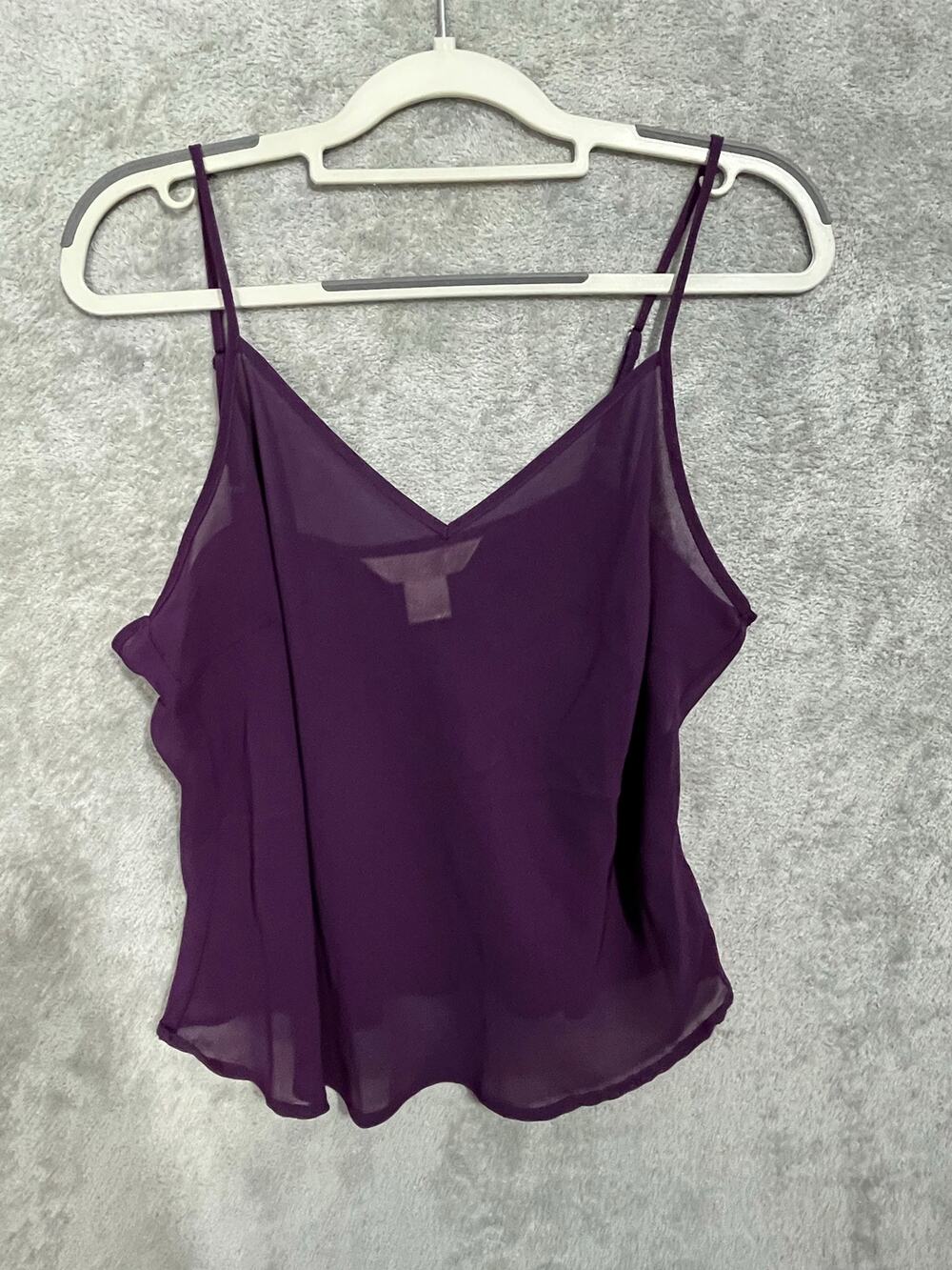 VTG New York & Co Cami Large Purple Sheer Chiffon Whimsygoth Office Siren Indie